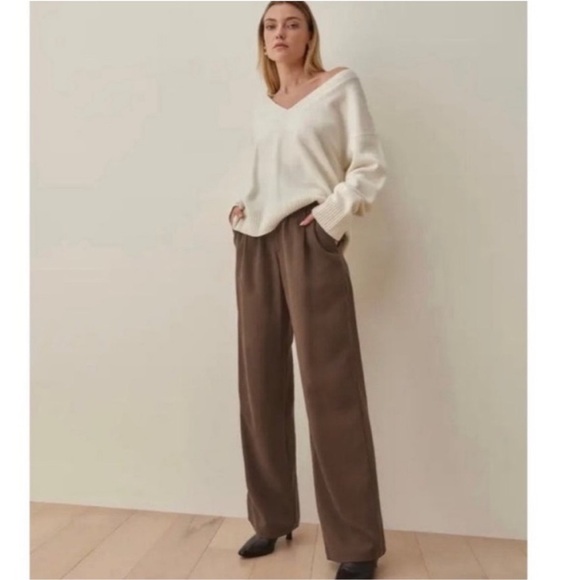 NEW Reformation Mason Wide Leg Trouser Pants in Cafe Brown, SIZE 2 1391 - Picture 2 of 8